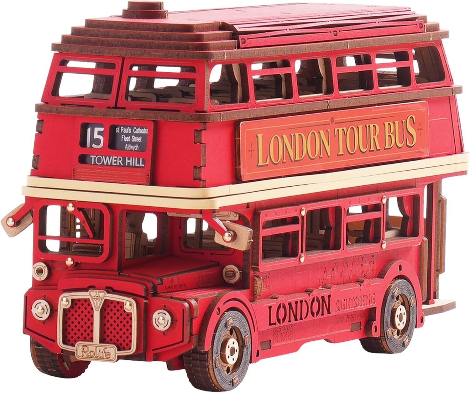 Kids Toys London - Robotime London Tour Bus Puzzle Kayu