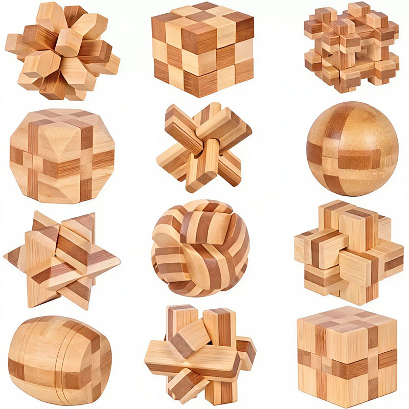 Puzzle Kunci Lu Ban Bambu 4.5C - Wooden Puzzle Kids ulasan dan harga