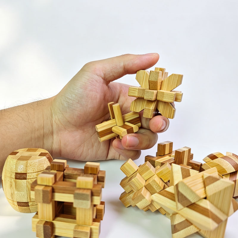 Puzzle Kunci Lu Ban Bambu 4.5C - Wooden Puzzle Kids ulasan dan harga