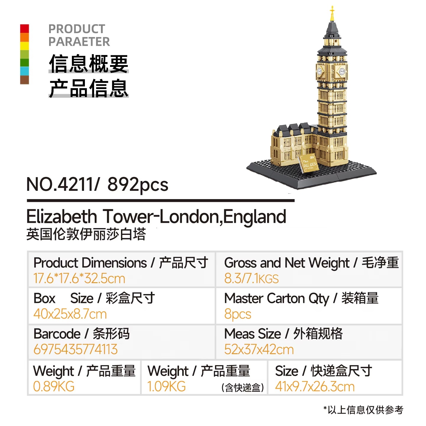 892 Buah Blok Bangunan Elizabe - Kids Toys London ulasan dan harga